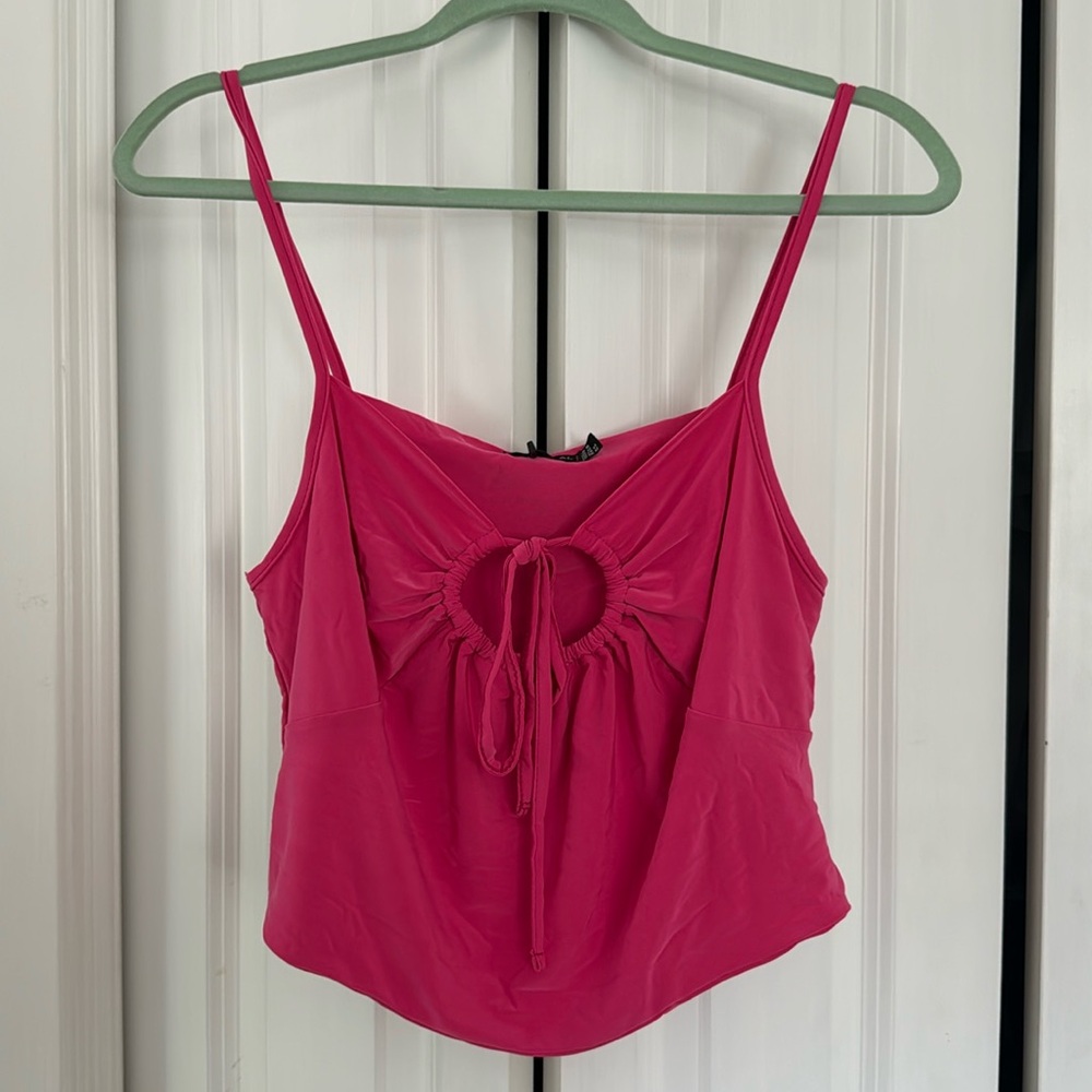 Pink Cut Out Cropped Top